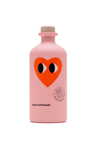 Yiayia and Friends LOVE  Edition Extra Virgin Olive Oil - Holt x Palm -  Indulge in Yiayia and Friends LOVE Edition Extra Virgin Olive Oil - perfect for food and bread dipping! Made with love, this oil elevates your meals with delicious flavor. Savor every bite (or dip) with Yiayia and Friends. A match made in culinary heaven - or as Yiayia would say, "on cloud baklava!" Packaging: 500mL/16.9oz.