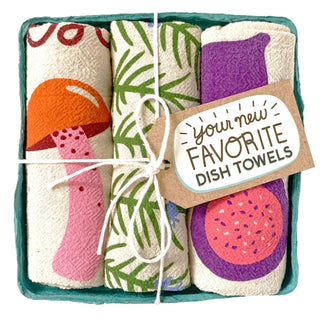 TEA TOWEL GIFT SET - (Mushroom, Rosemary, Fig) - Tea Towel Set of 3