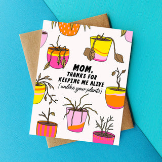 Funny Mothers Day Card, Sarcastic Thank You Card for Mom - Holt x Palm -  This card is printed on high quality card stock that makes the ink really pop. It comes ready, with a fabulous envelope and an earth friendly compostable sheath. The card measures 4.25 x 5.5 inches and is blank inside.