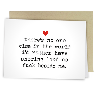 Snoring Loud As F*** Heart Card - Holt x Palm -  Unleash your inner snore-tastic with the Snoring Loud As Fuck Heart! This snoring loud card will definitely make a statement and make your loved ones laugh. Perfect for a playful prank or a gift for someone who's known to snore like a freight train. (Warning: may cause excessive laughter) Large 5 x 7 inch size with blank interior for personalized message