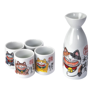 Adorable Sake Bottle x 4 Cup Gift Set