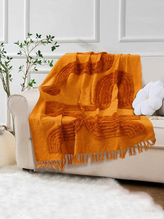 Burnt Orange Boho Cotton Throw! - Holt x Palm -  Get cozy with this Burnt Orange Boho Cotton Throw! Perfect for adding a pop of vintage vibes and warmth to your home decor. This throw blanket is sure to be your new favorite accent piece. (P.S. It's also great for snuggling up with on chilly nights!) Material - Hand Spun Cotton SIZE - L 67" x W 52" (170 x 130 cm)