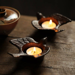 Cast Iron Sitting Bird Votive / Incense Burner