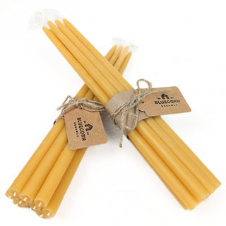 NEW: Hand-Dipped Thin Beeswax Tapers - Set of 10
