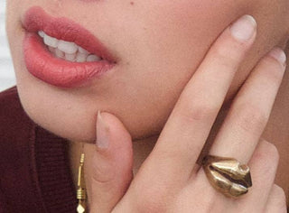 Hand Carved Brass Lips Ring