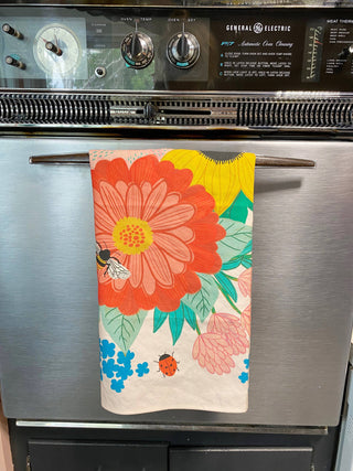 Bee Garden Floral Tea Towel
