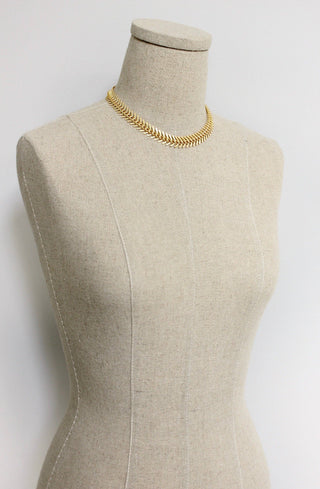 The "Farrah" 18K Gold Plate Fishbone Choker Necklace