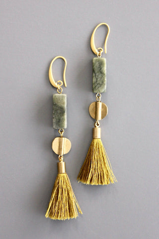 The "Jenna" Jasper and Tassel Earrings