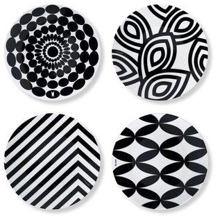 Black and White 11" Dinner Plate Gift Box - Set of 4