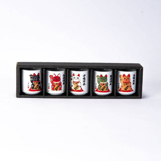 5 Piece Sake Gift Set - Lucky Cats