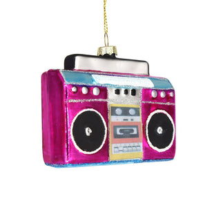 Pink Glass Boombox Ornament