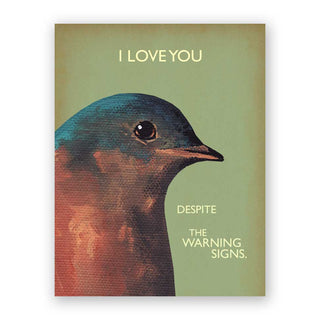 Warning Signs Greeting Card - Holt x Palm -  Interior: blank. Coordinating envelope. 5.5 x 4.25 inches. Made in Los Angeles. Ships in a clear cello sleeve.