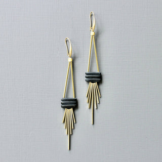 Matte Black Geometric 18k Gold Plated Earrings