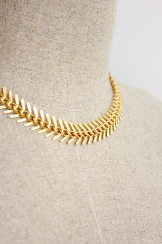 The "Farrah" 18K Gold Plate Fishbone Choker Necklace