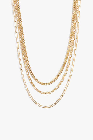 Trinity - Gold 3 Chain Layering Necklace