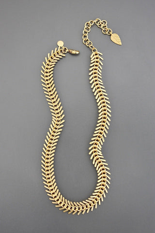 The "Farrah" 18K Gold Plate Fishbone Choker Necklace