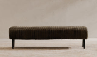 Rustic Modern Cowhide Leather Channeled Bench