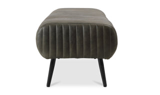 Rustic Modern Cowhide Leather Channeled Bench