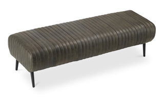 Rustic Modern Cowhide Leather Channeled Bench