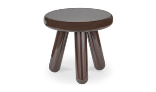The Lucy Lacquered Tri-Pod Side Table in Deep Burgundy + Brown
