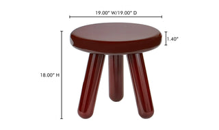 The Lucy Lacquered Tri-Pod Side Table in Deep Burgundy + Brown
