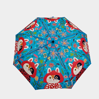Yayoi Kusama Kitty Cat Umbrella - Holt x Palm -  Stay dry and stylish with our Museum Collection Yayoi Kusameow Kusama Kitty Cat Umbrella! Featuring the iconic artwork of Yayoi Kusama, this umbrella will bring a touch of whimsy to any rainy day. Don't let the rain dampen your mood - embrace it with this playful and quirky umbrella. Metal and fiberglass frame with rubber handle. Automatically open/close collapsible. Printed on pongee fabric. 44" diameter.