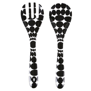 Foli Salad Server Set - Holt x Palm -  The rounded smooth design makes it easy to grab greens and veggies. Live Vivid! High-grade, glazed melamine plate is scratch and shatter resistant, non-absorbent, and BPA-free. Perfect for serving salads, pasta, and more. Use for indoor and outdoor entertaining. Dishwasher safe, hand wash recommended. Do not use in the microwave. Look for the Frenchie on the handle that assures its French Bull authenticity. Measurements: 13.0"L x 3.5"W x 0.6"H.