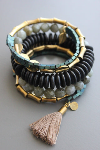 Layered and Stacked Gemstone Bracelet