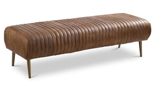 Rustic Modern Cowhide Leather Channeled Bench