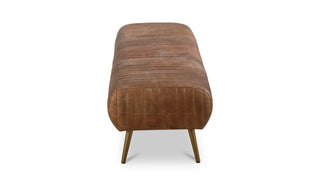 Rustic Modern Cowhide Leather Channeled Bench