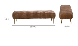 Rustic Modern Cowhide Leather Channeled Bench