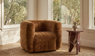 Rachel Ruched Chenille Occasional Chair - Forest + Toffee