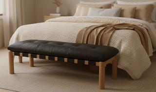 Asher Leather + Oak Bench