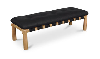 Asher Leather + Oak Bench