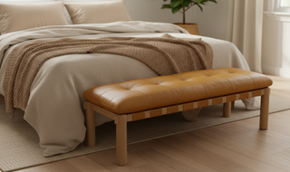 Asher Leather + Oak Bench