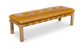 Asher Leather + Oak Bench
