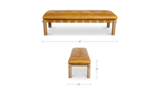 Asher Leather + Oak Bench