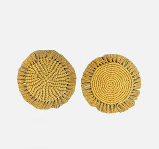 Hand Crocheted Large Circular Macrame Coasters | Plant Rugs - 3 Colors Available