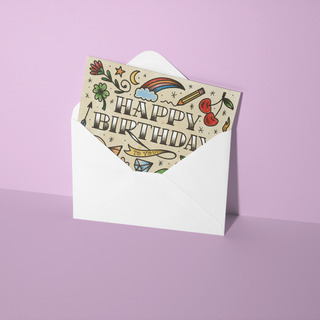 Happy Birthday Card - Traditional Tattoo Style