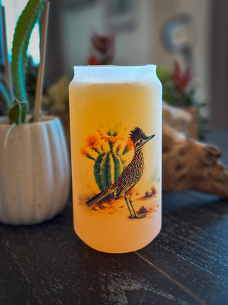 ROADRUNNER & CACTUS FROSTED BEER GLASS