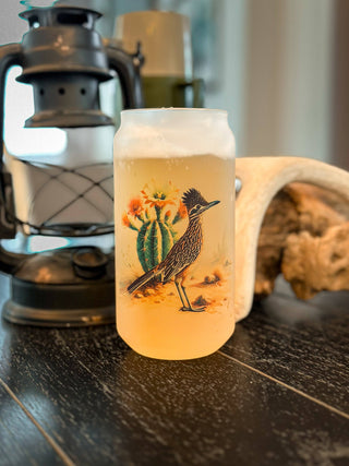 ROADRUNNER & CACTUS FROSTED BEER GLASS