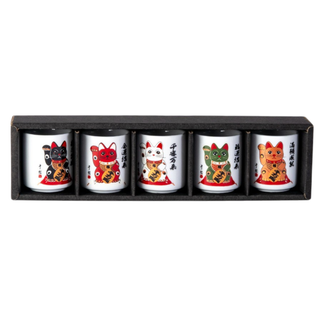 5 Piece Sake Gift Set - Lucky Cats