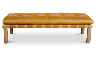 Asher Leather + Oak Bench