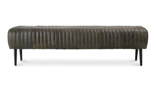 Rustic Modern Cowhide Leather Channeled Bench