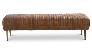 Rustic Modern Cowhide Leather Channeled Bench