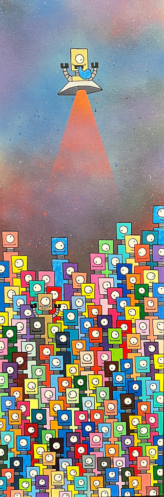 141 Robots - Original Artwork by Andrew Ruano - Holt x Palm -  Add sophistication and exclusivity to your art collection with 141 Robots - Original Artwork by Andrew Ruano. This 12X36 acrylic on canvas piece is a masterpiece that supports local art. Elevate your space with this elegant and tasteful piece today.
