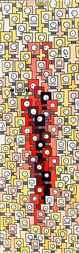 145 Robots - Original Artwork by Andrew Ruano - Holt x Palm -  Capture the charm of visual art with 145 Robots - a delightful masterpiece by Andrew Ruano. This original acrylic artwork on canvas depicts happy robots in all their glory. Own a unique piece and support local artists. Elevate your surroundings with an exclusive touch of cool.