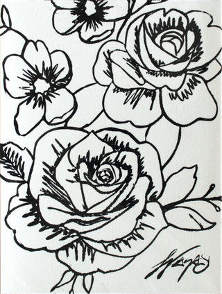 B/W FLOWER "original print" - 6 x 8 in