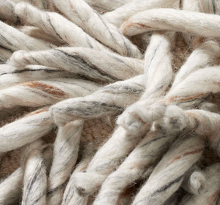 Handcrafted Shag Lumbar Pillow in Cream / Gray