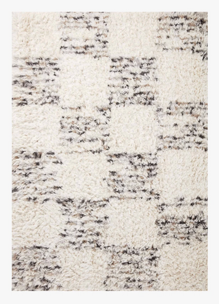 Moroccan Inspired Ivory / Granite Checkered Shag Rug